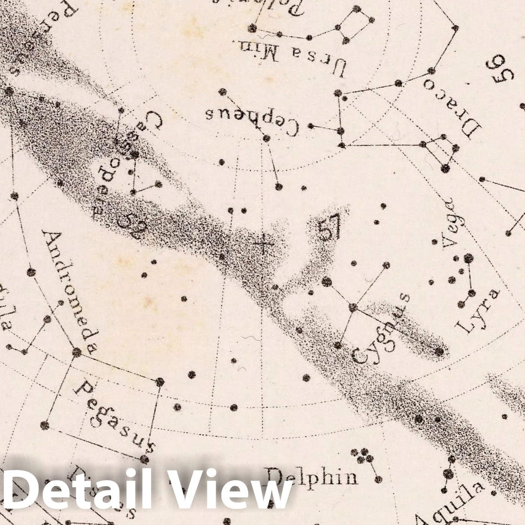 Historic Map : 46. Stars: August Midnight, 1892 Celestial Atlas - Vintage Wall Art