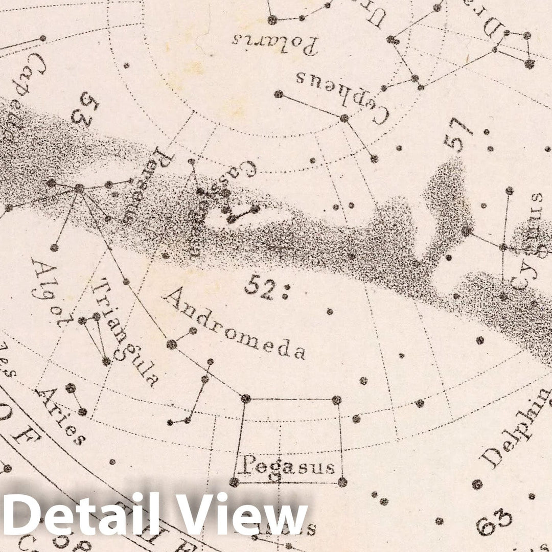 Historic Map : 47. Stars: September Midnight, 1892 Celestial Atlas - Vintage Wall Art