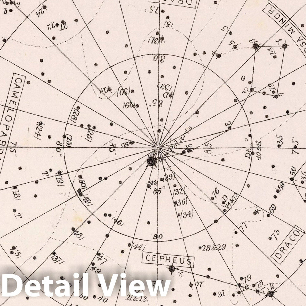 Historic Map : 51. Star Map. from an Atlas of Astronomy, 1892 Celestial Atlas - Vintage Wall Art