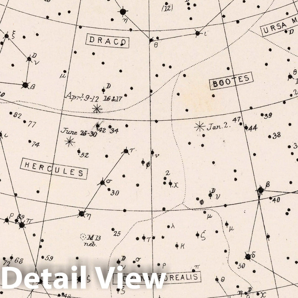 Historic Map : 56. Star Map. from an Atlas of Astronomy, 1892 Celestial Atlas - Vintage Wall Art