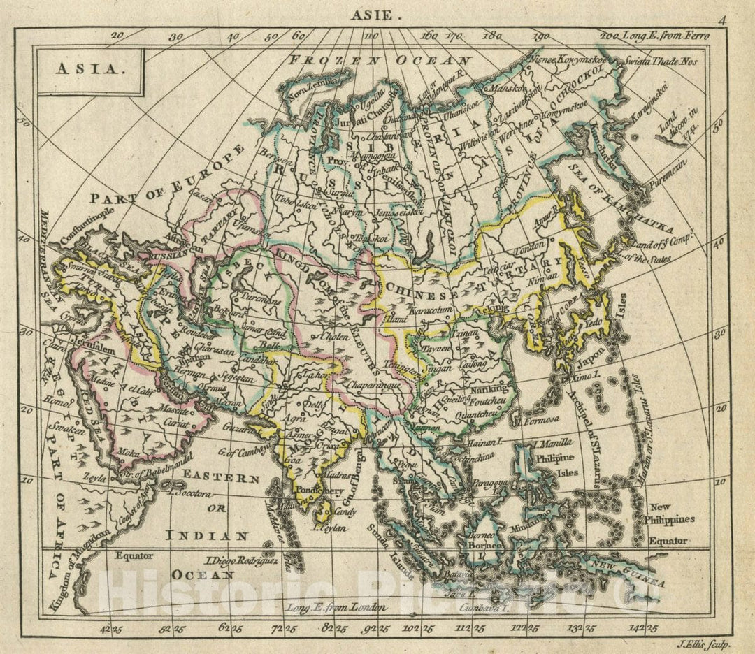 Historic Wall Map : A New General and Universal Atlas Containing Forty Five Maps by Andrew Dury. Engraved by Mr. Kitchin & Others. Asia, 1763 Atlas - Vintage Wall Art