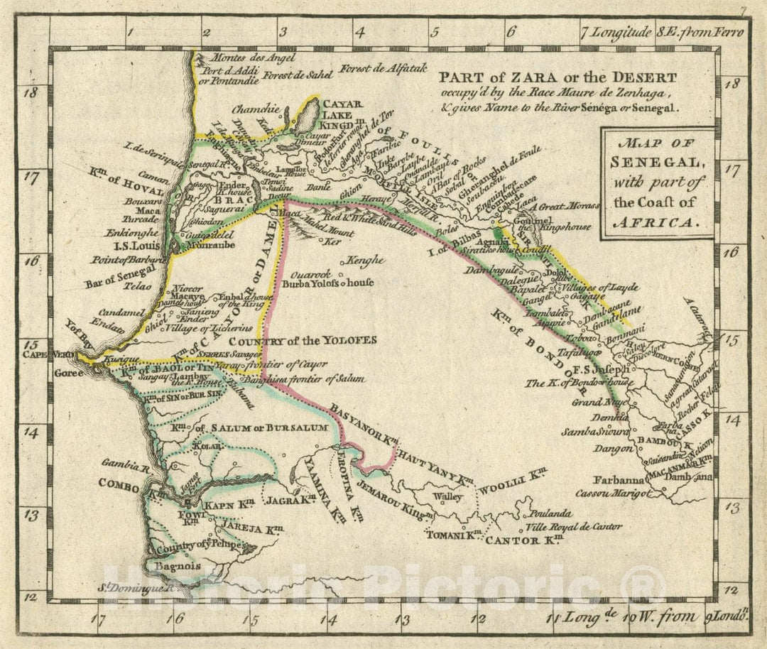 Historic Map : Map of Senegal with Part of The Coast of Africa, 1763 Atlas - Vintage Wall Art