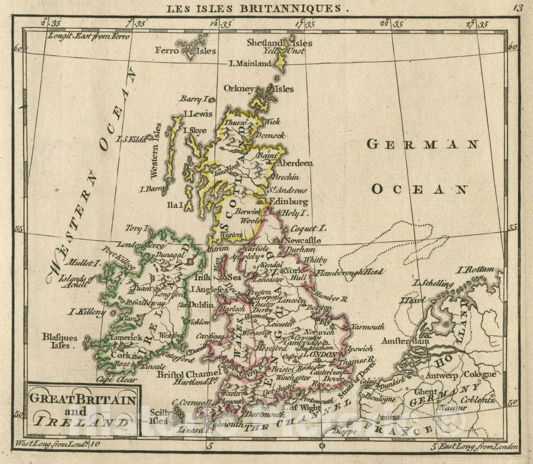 Historic Map : Great Britain and Ireland, 1763 Atlas - Vintage Wall Art