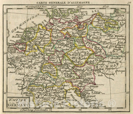 Historic Map : A New General and Universal Atlas Containing Forty Five Maps by Andrew Dury. Engraved by Mr. Kitchin & Others. Empire of Germany, 1763 AtlasVintage Wall Art