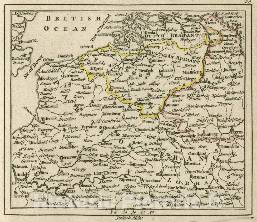 Historic Wall Map : (The Empire of Germany (Southwest Corner).), 1763 Atlas - Vintage Wall Art