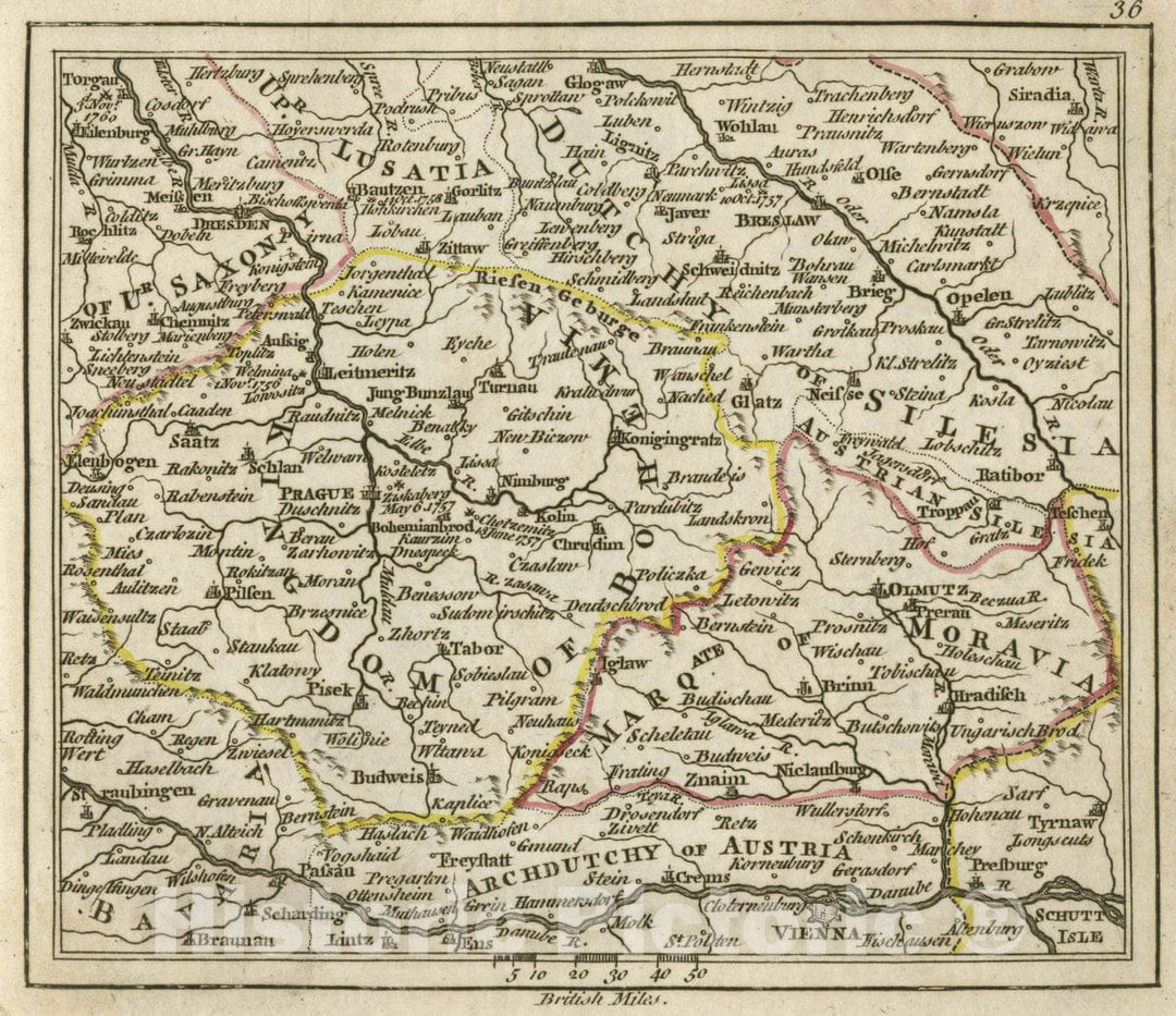 Historic Map : (The Empire of Germany (Southeast Corner).), 1763 Atlas - Vintage Wall Art