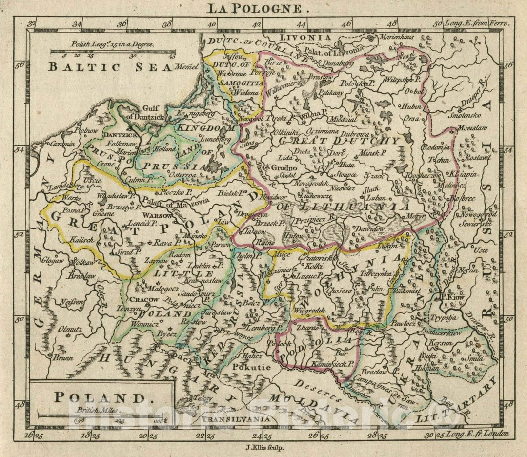 Historic Map : A New General and Universal Atlas Containing Forty Five Maps by Andrew Dury. Engraved by Mr. Kitchin & Others. Poland, 1763 Atlas - Vintage Wall Art