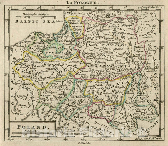 Historic Map : A New General and Universal Atlas Containing Forty Five Maps by Andrew Dury. Engraved by Mr. Kitchin & Others. Poland, 1763 Atlas - Vintage Wall Art