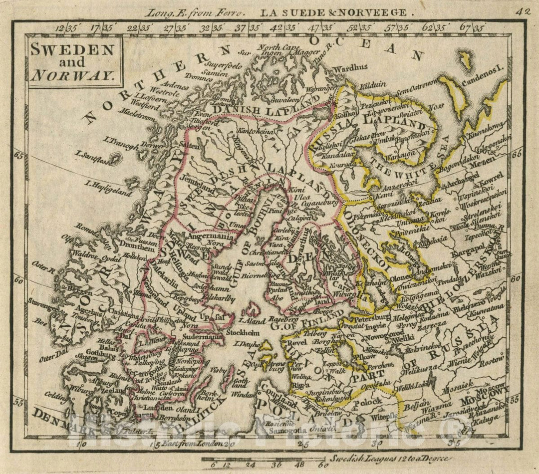 Historic Map : A New General and Universal Atlas Containing Forty Five Maps by Andrew Dury. Engraved by Mr. Kitchin & Others. Sweden and Norway, 1763 AtlasVintage Wall Art