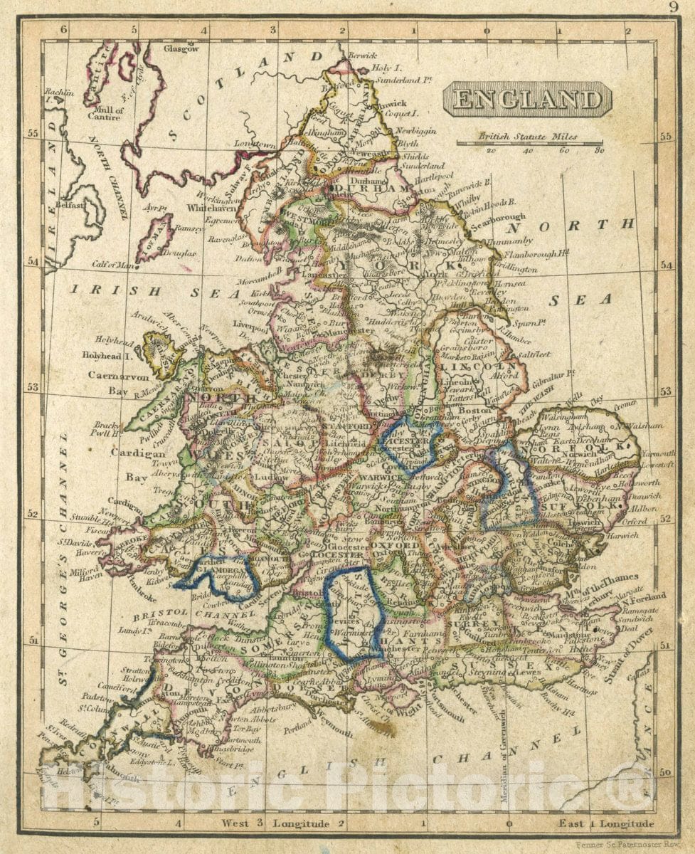 Historic Map : England, 1830 Atlas - Vintage Wall Art