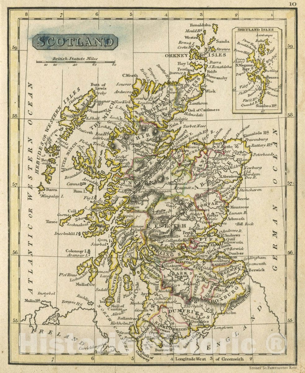 Historic Wall Map : Scotland, 1830 Atlas - Vintage Wall Art