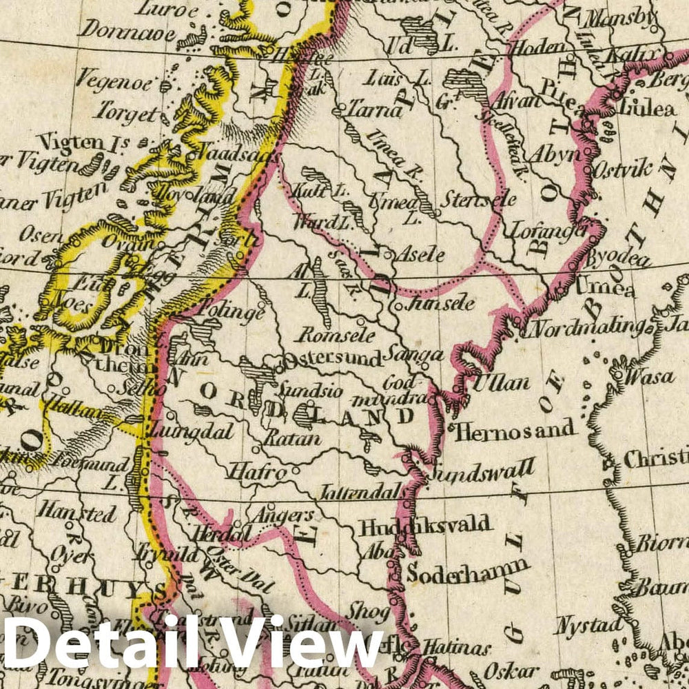 Historic Map : Sweden and Norway, 1830 Atlas - Vintage Wall Art