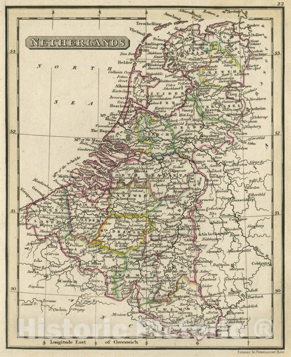 Historic Map : Netherlands, 1830 Atlas - Vintage Wall Art