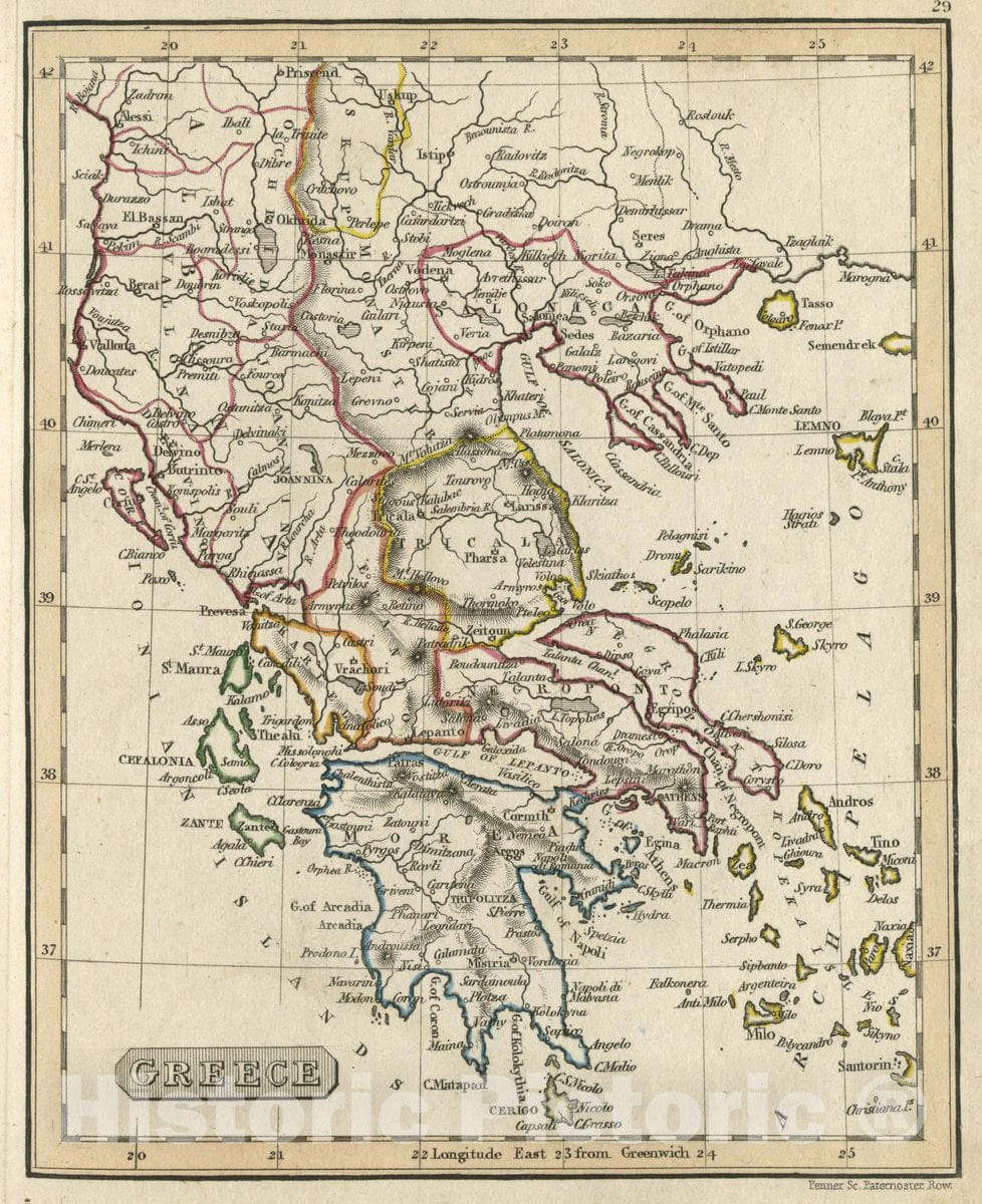 Historic Wall Map : Greece, 1830 Atlas - Vintage Wall Art