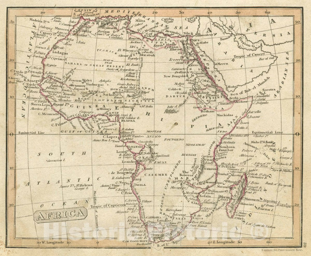 Historic Map : Africa, 1830 Atlas - Vintage Wall Art