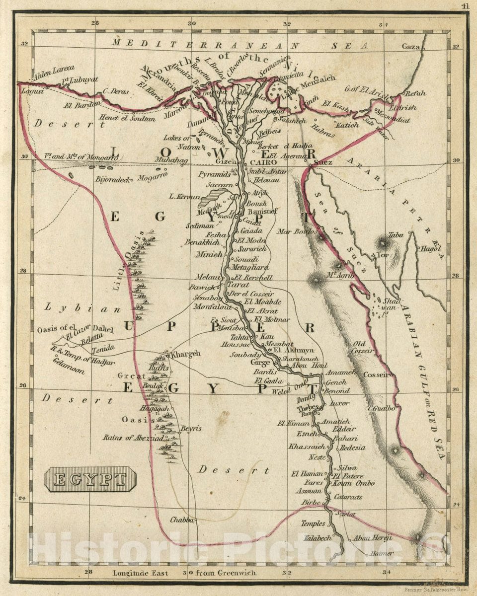 Historic Map : Egypt, 1830 Atlas - Vintage Wall Art