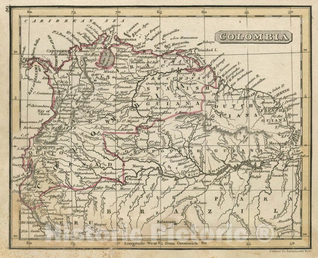 Historic Map : Colombia, Colombia, 1830 Atlas , Vintage Wall Art