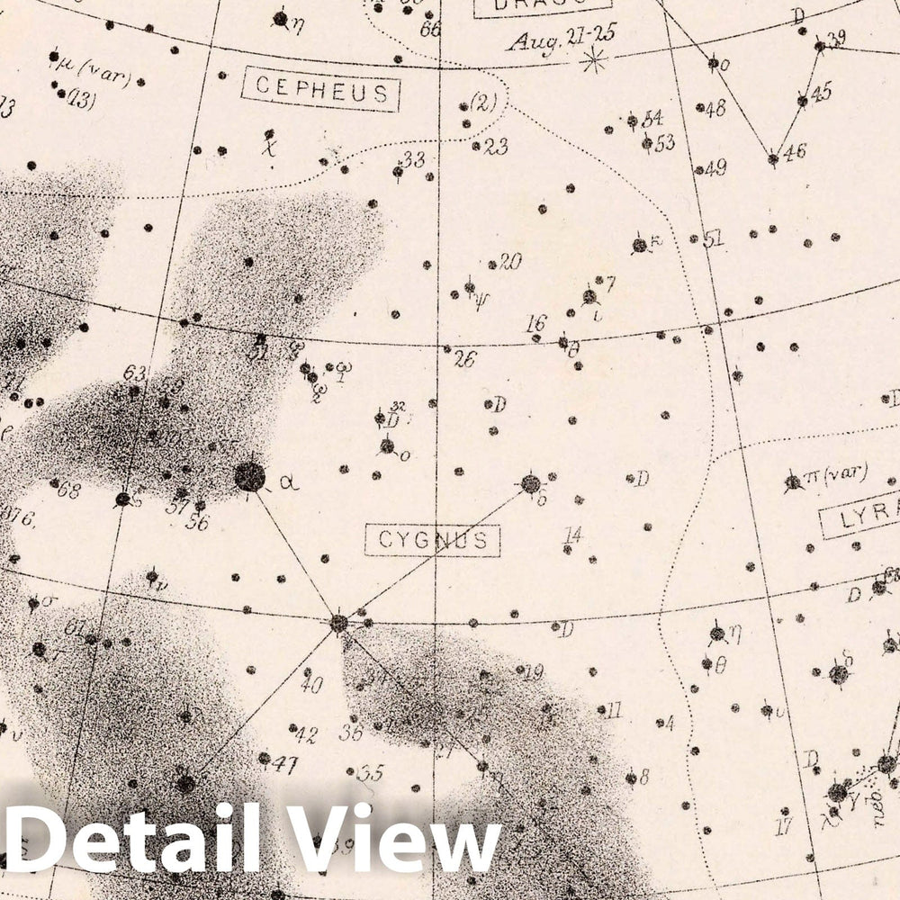 Historic Map : 57. Star Map. from an Atlas of Astronomy, 1892 Celestial Atlas - Vintage Wall Art