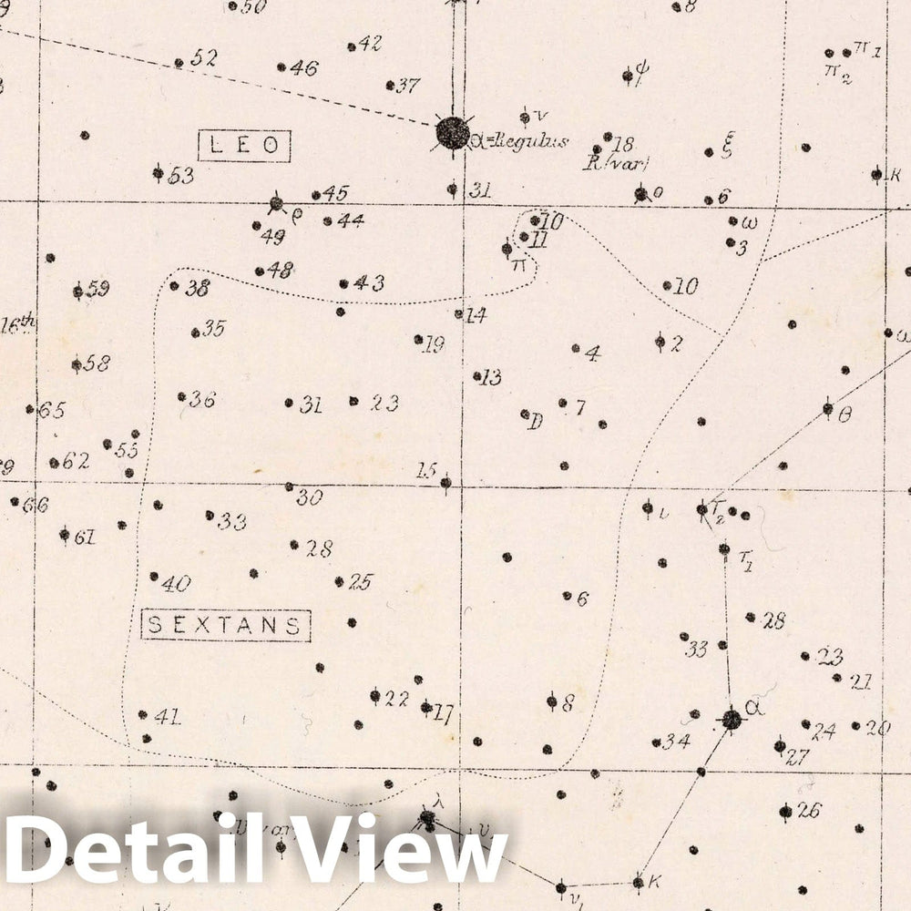 Historic Map : 60. Star Map. from an Atlas of Astronomy, 1892 Celestial Atlas - Vintage Wall Art