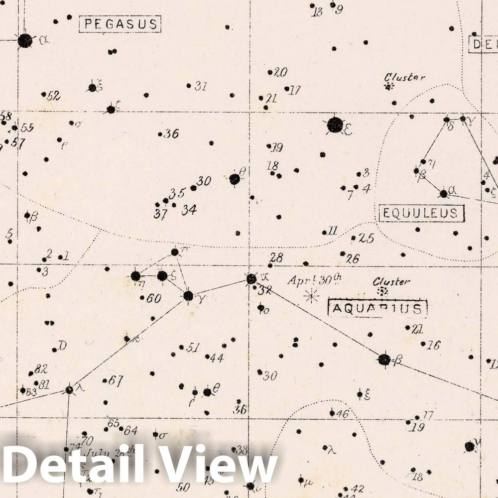 Historic Map : 63. Star Map. from an Atlas of Astronomy, 1892 Celestial Atlas - Vintage Wall Art