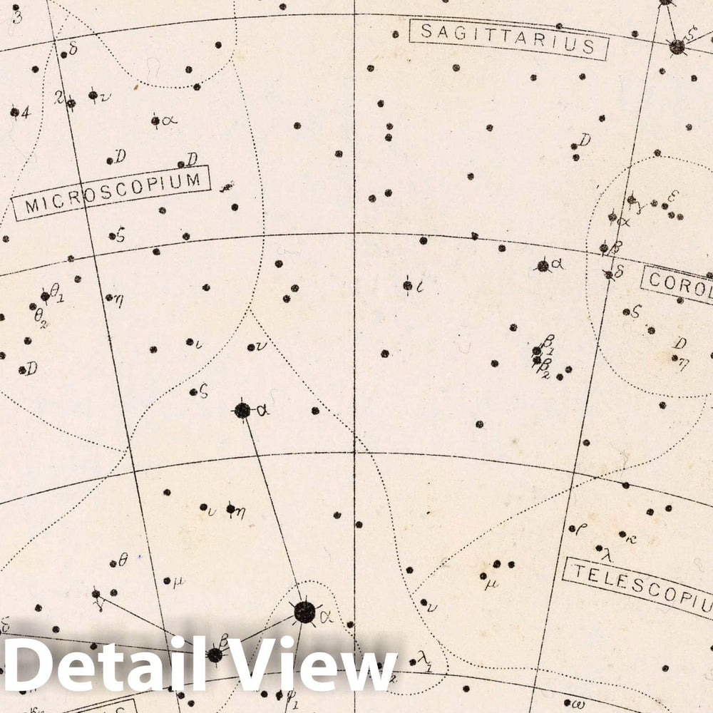 Historic Wall Map : 69. Star Map. from an Atlas of Astronomy, 1892 Celestial Atlas - Vintage Wall Art