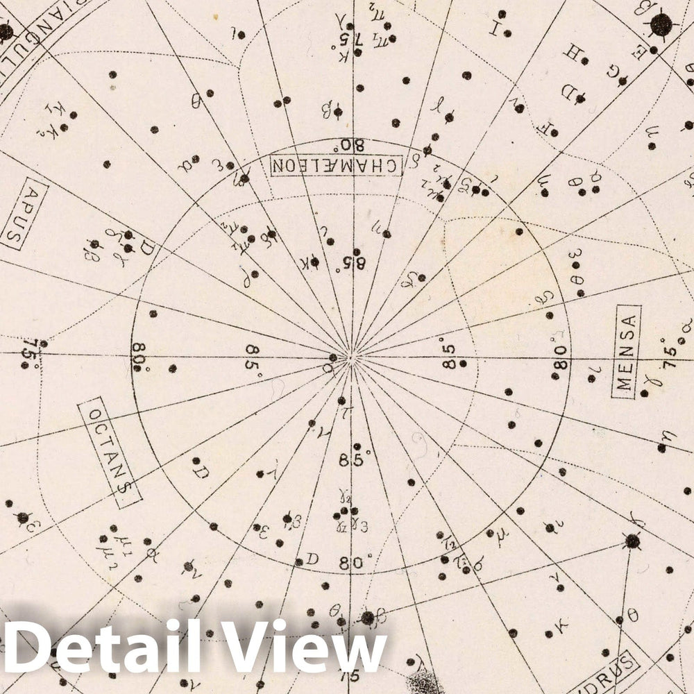 Historic Map : 70. Star Map. from an Atlas of Astronomy, 1892 Celestial Atlas - Vintage Wall Art