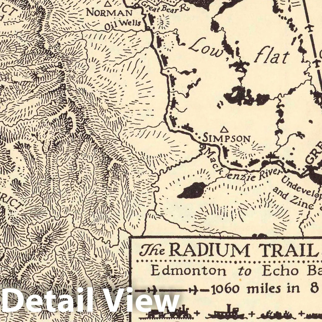 Historic Map : The Radium Trail 1934 : Edmonton to Echo Bay. Richard Edes Harrison, 1934 Pictorial Map - Vintage Wall Art