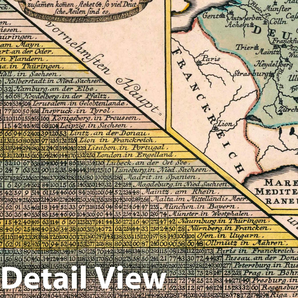 Historic Map : Germany, Vol 1:2- Charte von Deutschland zu dem Meilen-Zeiger, 1740 Atlas , Vintage Wall Art