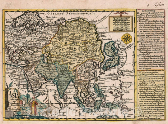 Historic Wall Map : Asia : verfertiget von Johann George Schreibern in Leipzig. Atlas selectus von allen Konigreichen und Landern der Welt, 1740 Atlas - Vintage Wall Art