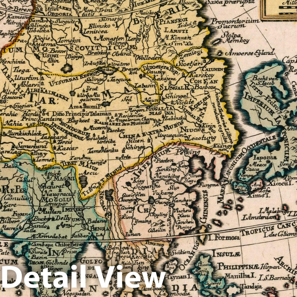 Historic Wall Map : Asia : verfertiget von Johann George Schreibern in Leipzig. Atlas selectus von allen Konigreichen und Landern der Welt, 1740 Atlas - Vintage Wall Art