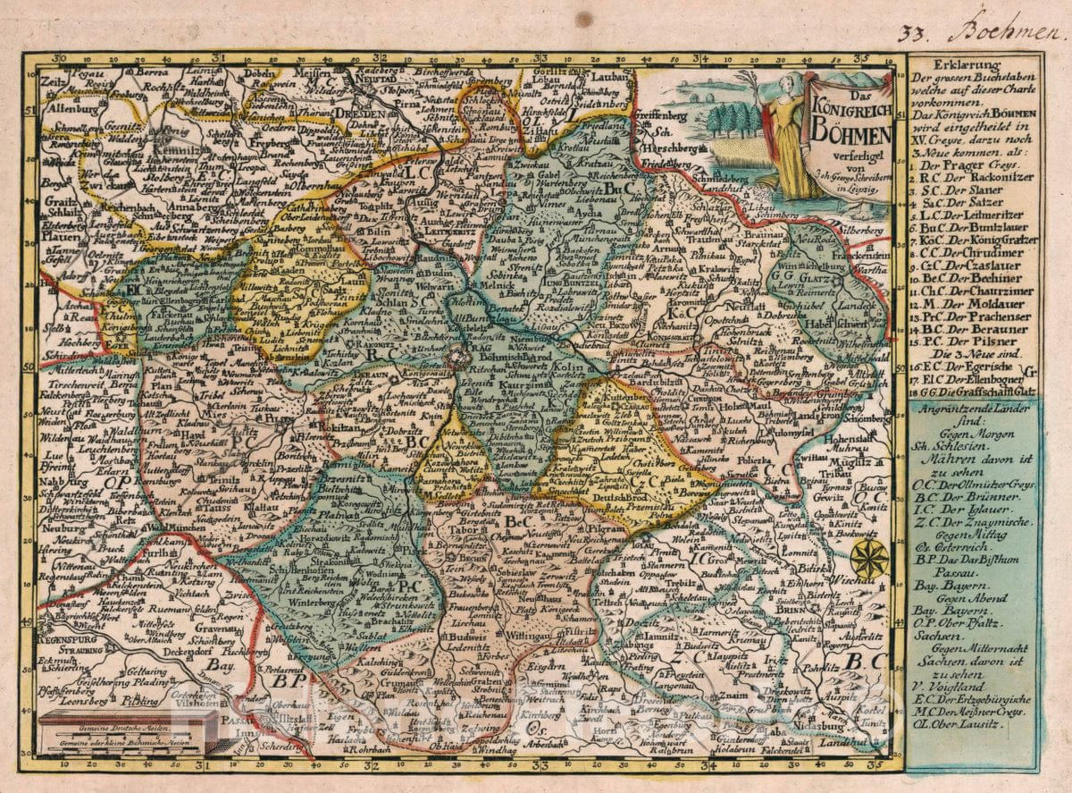 Historic Map : Czech Republic, Vol 1:33- Das Konigreich Bohmen, 1740 Atlas , Vintage Wall Art