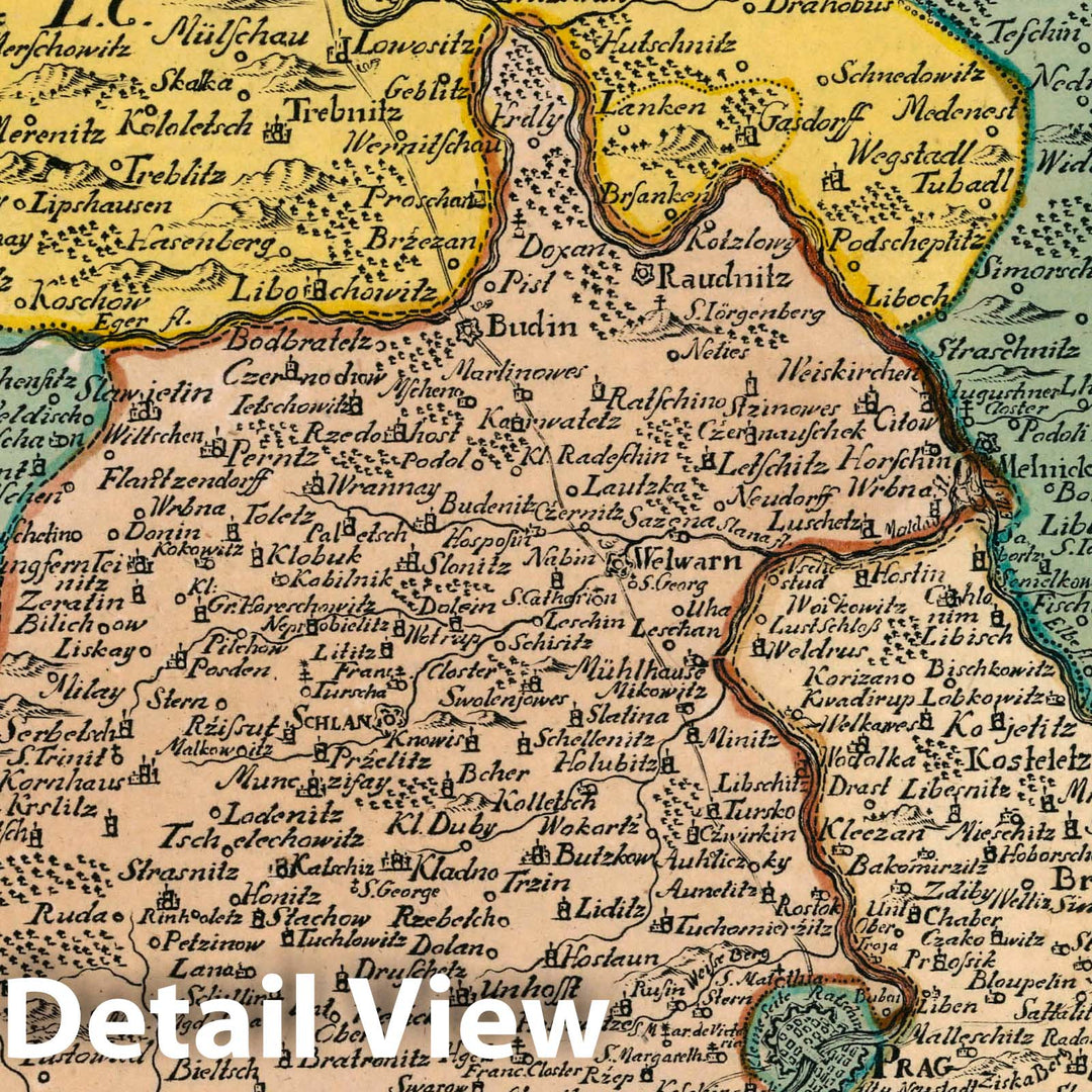 Historic Map : Czech Republic , Prague (Czech Republic), Vol 1:34- Die Gegend um die Haupt-Stadt Prag im Konigreich Bohmen, 1740 Atlas , Vintage Wall Art