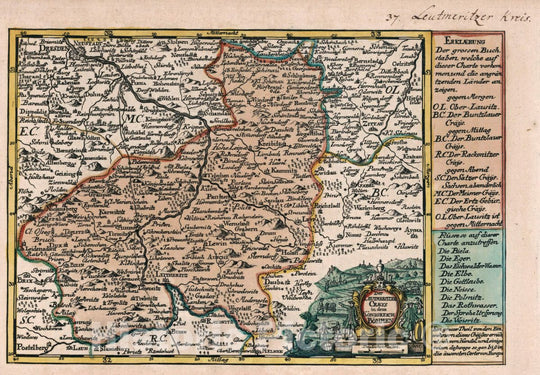 Historic Map : Czech Republic, Vol 1:37- Der Leutmeritzer Kreis, 1740 Atlas , Vintage Wall Art