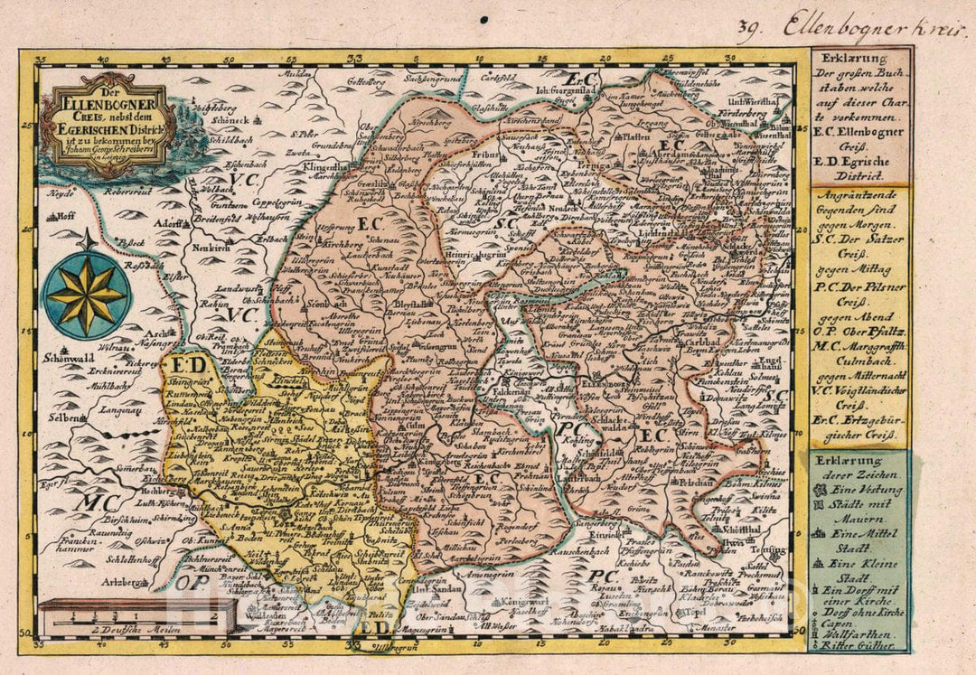 Historic Map : Czech Republic, Vol 1:39- Der Ellenbogner Kreis, 1740 Atlas , Vintage Wall Art