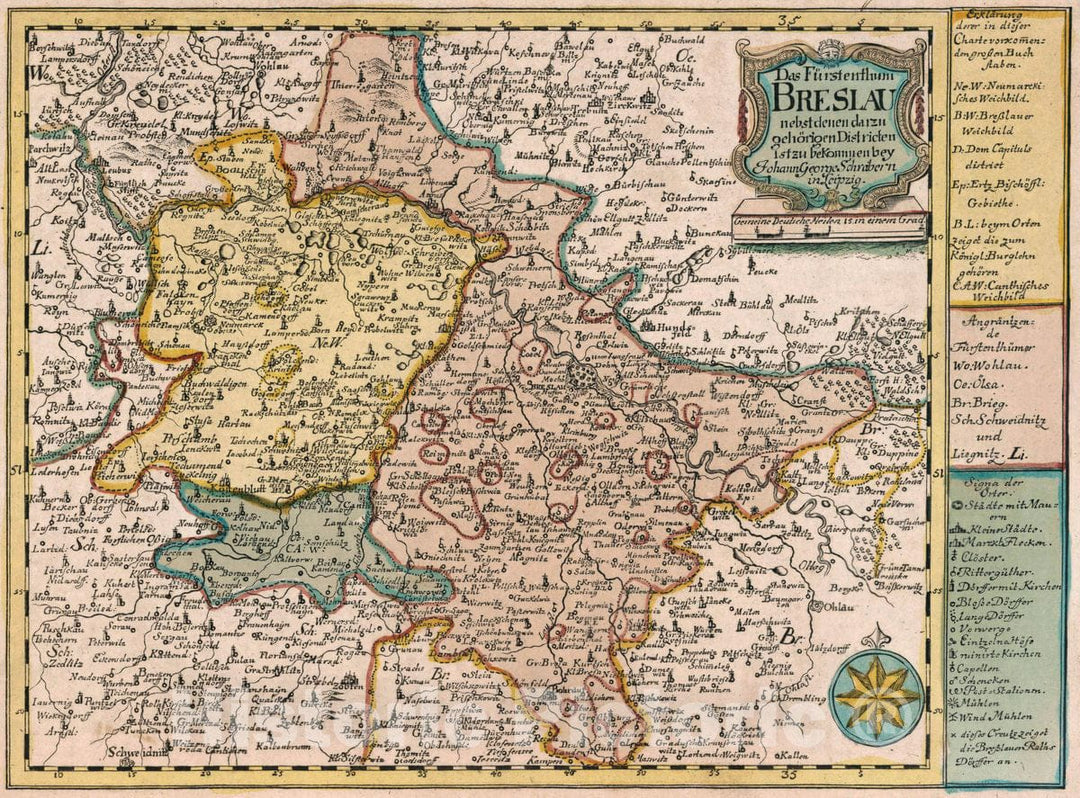 Historic Map : Prussia , Germany, Vol 1:42- Das Furstenthum Breslau, 1740 Atlas , Vintage Wall Art