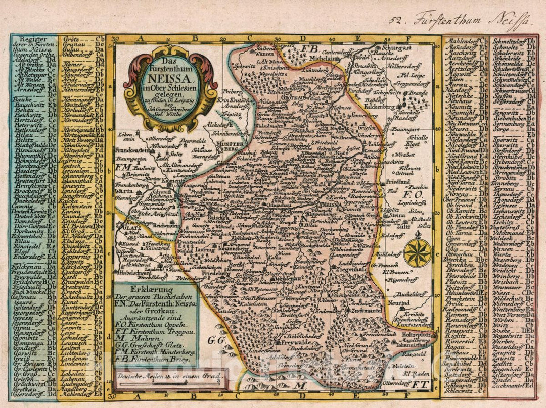 Historic Map : Poland, Vol 1:52- Das Furstenthum Neissa in Ober Schlesien gelegen, 1740 Atlas , Vintage Wall Art