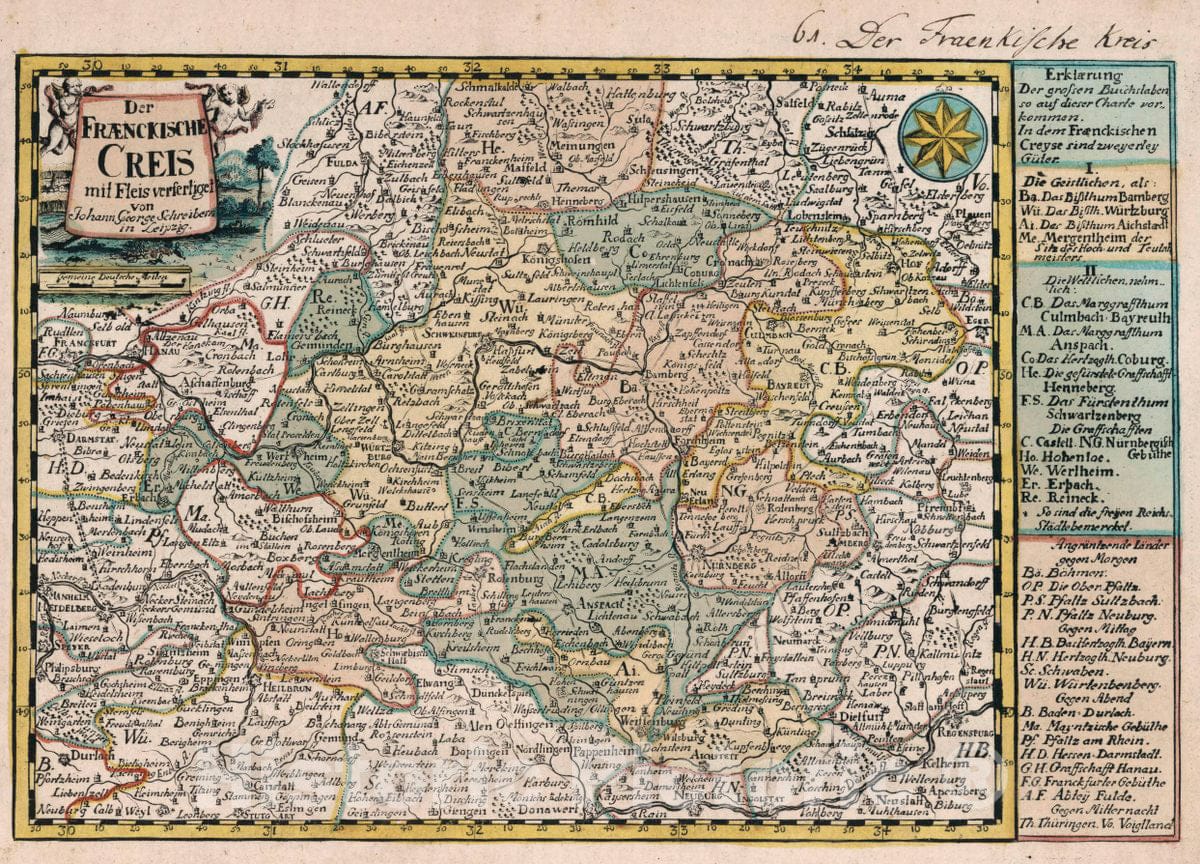 Historic Map : Germany, Vol 1:61- Der Fraenckische Creis, 1740 Atlas , Vintage Wall Art