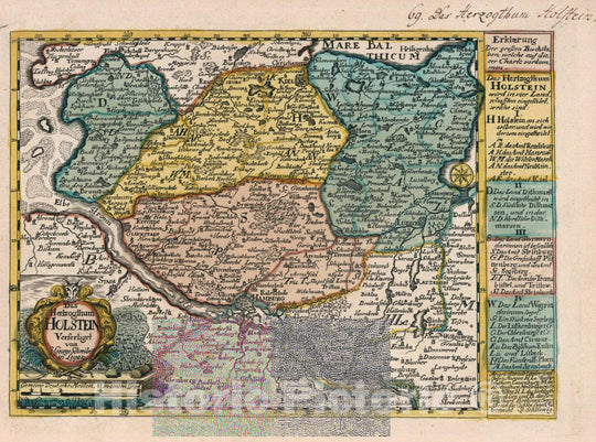 Historic Map : Germany, Vol 1:69- Das Hertzogthum Holstein, 1740 Atlas , Vintage Wall Art