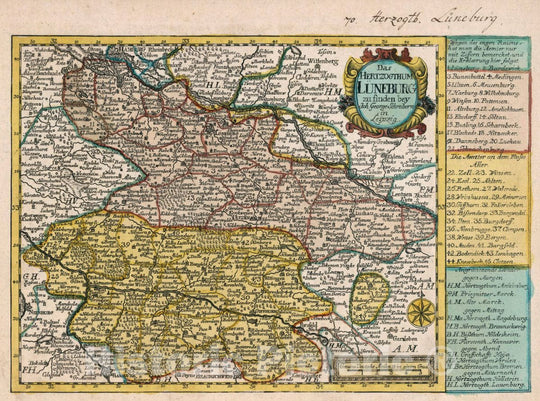 Historic Map : Germany, Vol 1:70- Das Hertzogthum Luneburg, 1740 Atlas , Vintage Wall Art