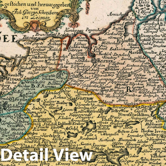 Historic Map : Germany, Vol 1:72- Das Hertzogthum Mecklenburg, 1740 Atlas , Vintage Wall Art