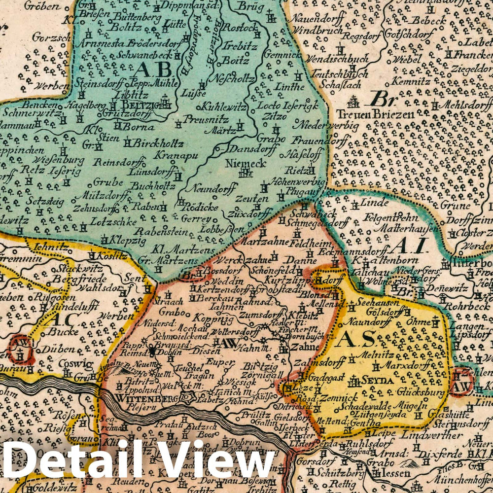 Historic Map : Germany, Vol 1:75- Die Aemter Wittenberg, Beltzig, Graefenhaengen, Seyda und Pretzsch, 1740 Atlas , Vintage Wall Art