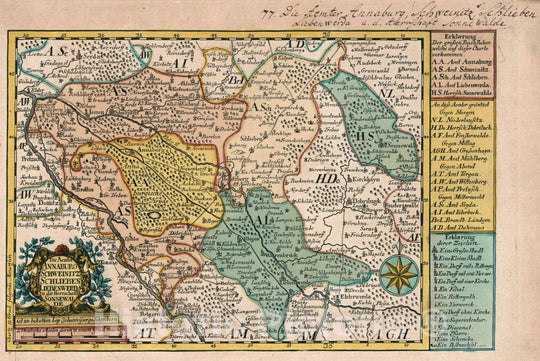 Historic Map : Germany, Vol 2:77- Die Aemter Annaburg, Schweinitz, Schlieben, Liebenwerda, 1740 Atlas , Vintage Wall Art