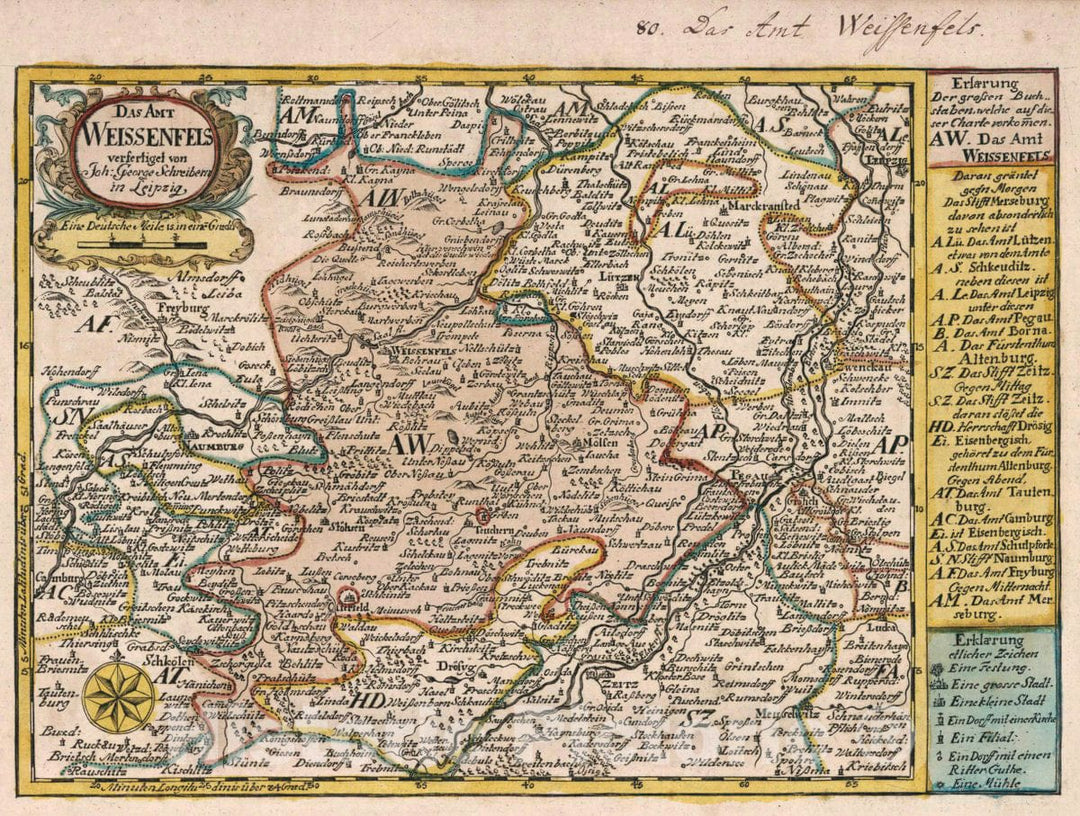 Historic Wall Map : Germany, Vol 2:80- Das Amt Weissenfels, 1740 Atlas , Vintage Wall Art