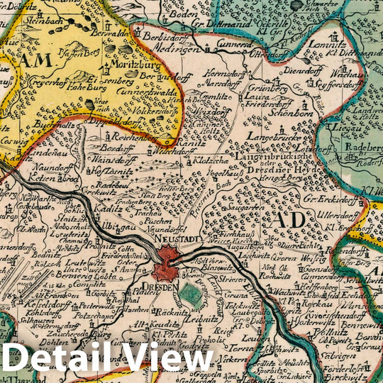 Historic Map : Germany, Vol 2:84- Die Aemter Dresden, Radeberg mit Lausnitz, Moritzburg und Grollenburg, 1740 Atlas , Vintage Wall Art