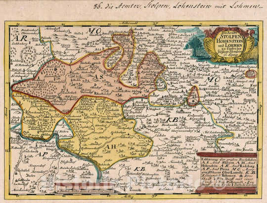 Historic Map : Germany, Vol 2:86- Die Aemter Stolpen, Hohenstein und Lohmen, 1740 Atlas , Vintage Wall Art