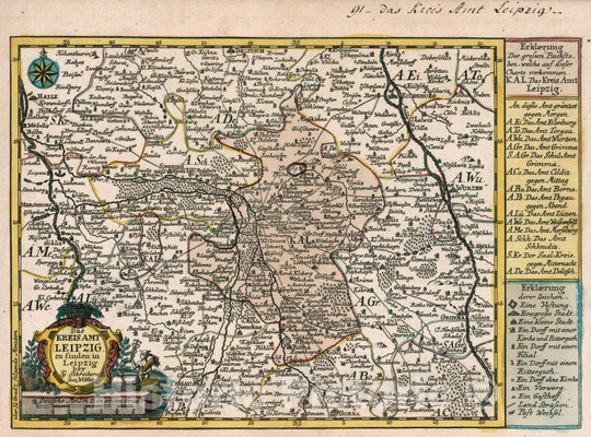 Historic Map : Germany, Vol 2:91- Das Kreisamt Leipzig, 1740 Atlas , Vintage Wall Art