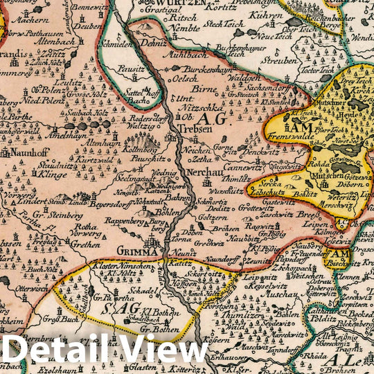 Historic Map : Germany, Vol 2:92- Die Aemter Grimma und Mutschen, 1740 Atlas , Vintage Wall Art