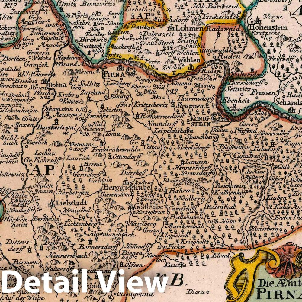 Historic Map : Germany, Saxony , Germany Vol 2:99- Die Aemter Pirna, Dippoldiswalda und Altenberg, 1740 Atlas , Vintage Wall Art