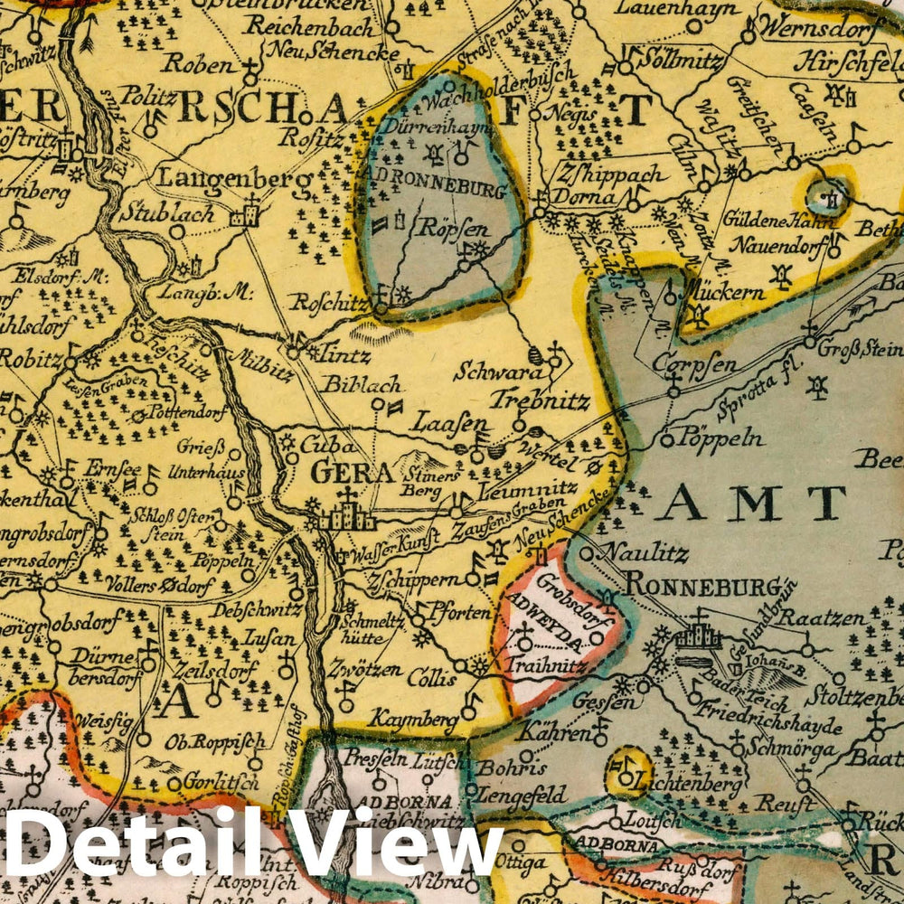 Historic Map : Germany, Vol 2:104- Graefl. Reus Plauische Herrschaft Gera, 1740 Atlas , Vintage Wall Art