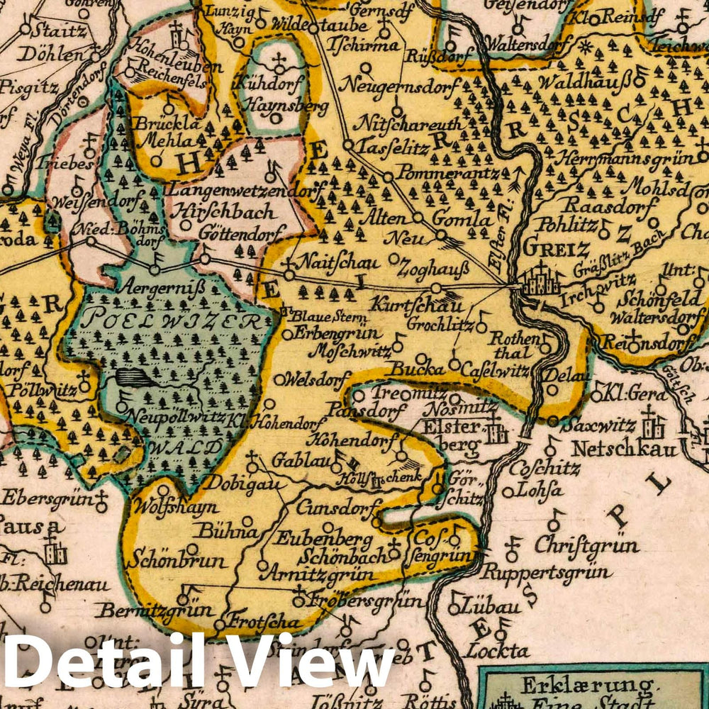 Historic Map : Germany, Vol 2:106- Die Furstliche Reus-Plauische Herrschaft Greiz, 1740 Atlas , Vintage Wall Art